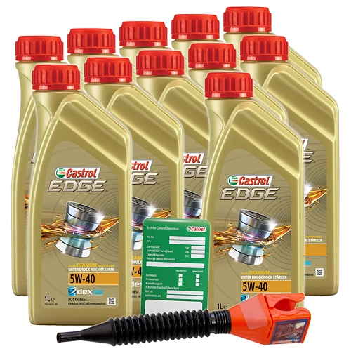 CASTROL 11x 1 L EDGE FLUID TITANIUM 5W-40 + Ölwechsel-Anhänger + Trichter 1535FA 3 CASTROL 11x 1 L EDGE FLUID TITANIUM 5W-40 + Ölwechsel-Anhänger + Trichter 1535FA