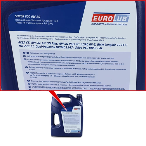 EUROLUB 5 L SUPER ECO 0W/20 226005 6 EUROLUB 5 L SUPER ECO 0W/20 226005 – Bild 4