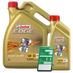CASTROL 6 L EDGE FLUID TITANIUM 5W-30 A5/B5 + Ölwechsel-Anhänger 15BAE8