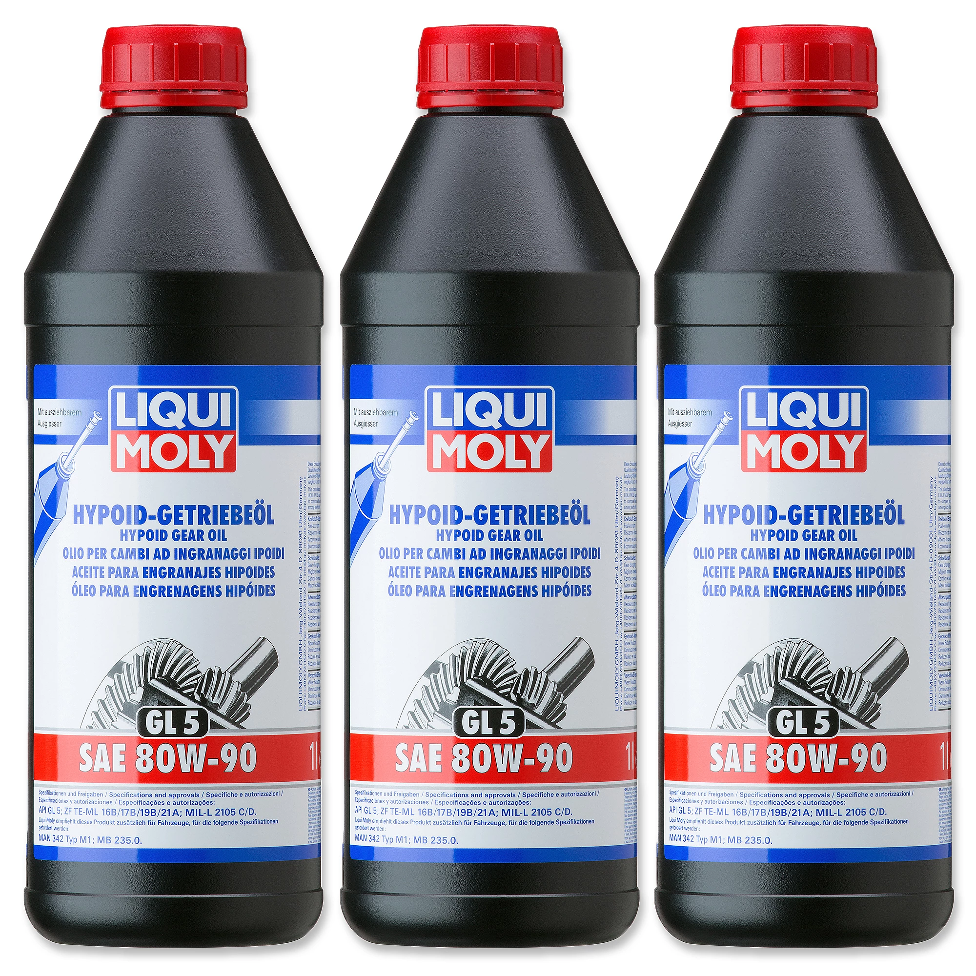 LIQUI MOLY 3x 1 L Hypoid-Getriebeöl (GL5) SAE 80W-90 4406 3 LIQUI MOLY 3x 1 L Hypoid-Getriebeöl (GL5) SAE 80W-90 4406