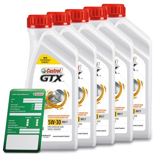CASTROL 5x 1 L GTX 5W-30 RN17 + Ölwechsel-Anhänger 15CC2F 3 CASTROL 5x 1 L GTX 5W-30 RN17 + Ölwechsel-Anhänger 15CC2F