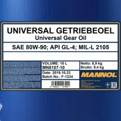 MANNOL 10 L Universal Getriebeöl 80W-90 API GL-4 MN8107-10 5 MANNOL 10 L Universal Getriebeöl 80W-90 API GL-4 MN8107-10 -Autoteile Geschäft 2533346