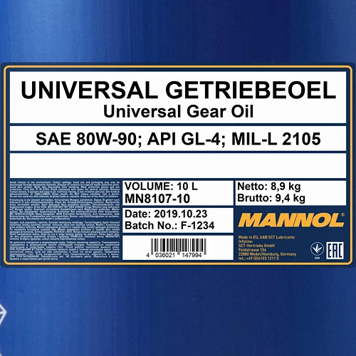 MANNOL 10 L Universal Getriebeöl 80W-90 API GL-4 MN8107-10 4 MANNOL 10 L Universal Getriebeöl 80W-90 API GL-4 MN8107-10 – Bild 2