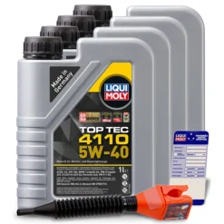 LIQUI MOLY 4x 1 L Top Tec 4110 5W-40 + Ölwechsel-Anhänger + Einfülltrichter 21478