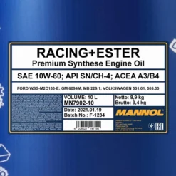 MANNOL 10 L Racing+Ester 10W-60 API SN/CH-4 MN7902-10 -Autoteile Geschäft 2777170