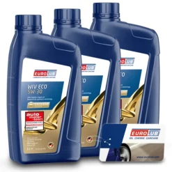 EUROLUB 3x 1 L WIV ECO SAE 5W/30 + Ölwechsel-Anhänger 211001