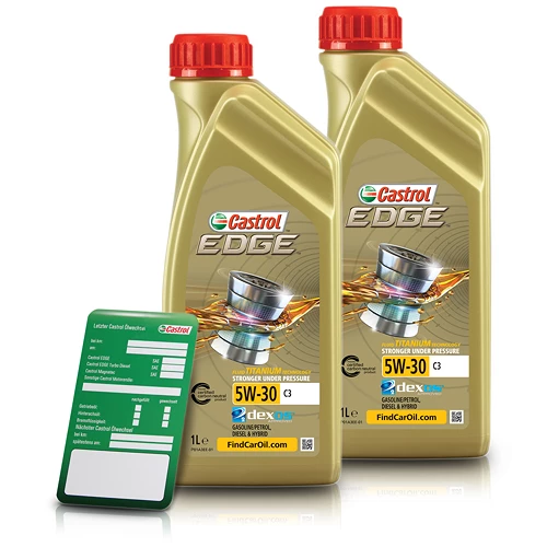 CASTROL 2x 1 L EDGE FLUID TITANIUM 5W-30 C3 + Ölwechsel-Anhänger 15530C 3 CASTROL 2x 1 L EDGE FLUID TITANIUM 5W-30 C3 + Ölwechsel-Anhänger 15530C