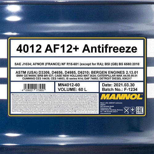 MANNOL 60 L Antifreeze AF12+ (-40°C) Kühlerfrostschutzmittel MN4012-60 5 MANNOL 60 L Antifreeze AF12+ (-40°C) Kühlerfrostschutzmittel MN4012-60 – Bild 3