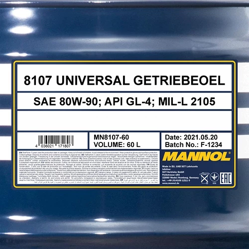 MANNOL 60 L Universal GL-4 80W-90 Getriebeöl MN8107-60 4 MANNOL 60 L Universal GL-4 80W-90 Getriebeöl MN8107-60 – Bild 2