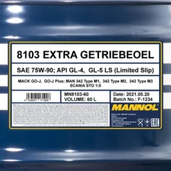 MANNOL MANNOL 60 L Extra GL-5 75W-90 Getriebeöl MN8103-60 -Autoteile Geschäft 3401338
