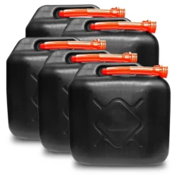SEDATA 5x Benzinkanister 20L Kunststoff Schwarz UN-geprüft 159623
