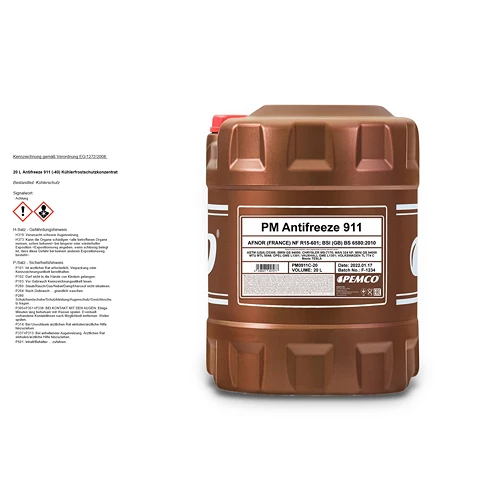 PEMCO 20 L Antifreeze 911 (-40) Kühlerfrostschutzkonzentrat PM0911C-20 3 PEMCO 20 L Antifreeze 911 (-40) Kühlerfrostschutzkonzentrat PM0911C-20