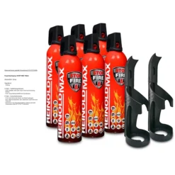 REINOLDMAX 6x 750ml Feuerlöschspray STOP FIRE + 2x Wandhalter RM750