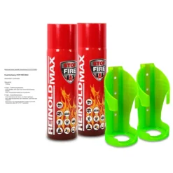 REINOLDMAX 2x 500ml Feuerlöschspray STOP FIRE + 2x Wandhalter RM500