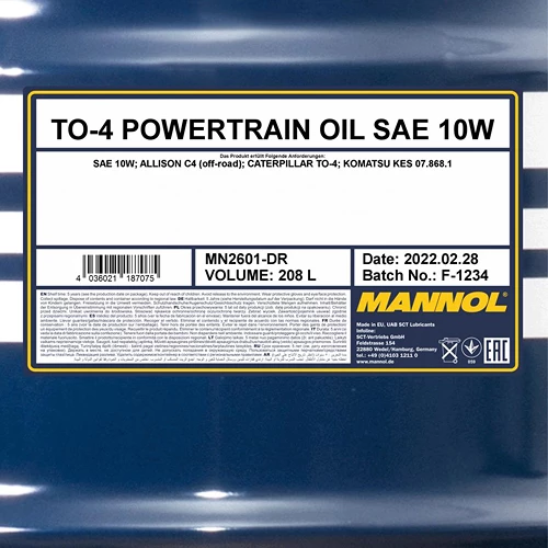 MANNOL 208 L TO-4 Powertrain SAE 10W Getriebeöl MN2601-DR 4 MANNOL 208 L TO-4 Powertrain SAE 10W Getriebeöl MN2601-DR – Bild 2