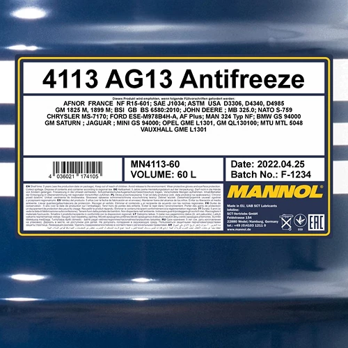 MANNOL 60 L Antifreeze AG13 Hightec Kühlerfrostschutzmittel MN4113-60 5 MANNOL 60 L Antifreeze AG13 Hightec Kühlerfrostschutzmittel MN4113-60 – Bild 3
