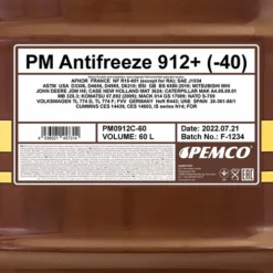 PEMCO 60 L Antifreeze 912+ Kühlerfrostschutzkonzentrat PM0912C-60 -Autoteile Geschäft 3924097