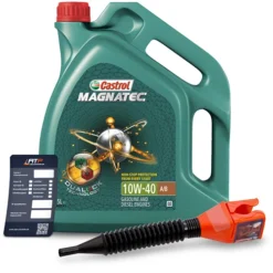 CASTROL 5 L MAGNATEC 10W-40 A/B+Ölwechsel-Anhänger+Einfülltrichter 15F09A