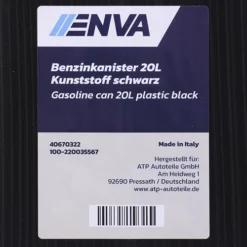 Enva 5x Benzinkanister 20L Kunststoff Schwarz 40784986 -Autoteile Geschäft 4140537