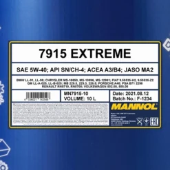 MANNOL 10 L Extreme 5W-40 Motoröl + Ölwechsel-Kanister 10 L 40788466 -Autoteile Geschäft 4163282