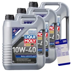 LIQUI MOLY 15 L MoS2 Leichtlauf 10W-40 + Ölwechsel-Anhänger 1092