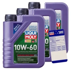 LIQUI MOLY 3x 1 L Synthoil Race Tech GT1 10W-60+Ölw.-Anhänger 1390