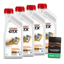 CASTROL 4x 1 L GTX 5W-40 A3/B4 + Ölwechsel-Anhänger 15218E