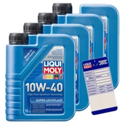 LIQUI MOLY 4x 1 L Super Leichtlauf 10W-40 + Ölw.-Anhänger 1300